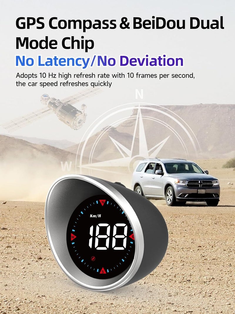 MOMAN Heads Up Display for Cars HS1, Car HUD Speedometer MPH KM/H Compass Direction USB Cable Plug & Play Over Speed Alert Fatigue Driving Reminder for Most Vehicles - Image 3